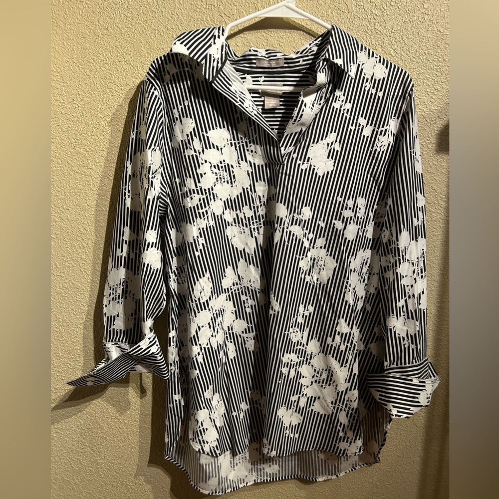 Chico’s Floral Stripe Long Sleeves